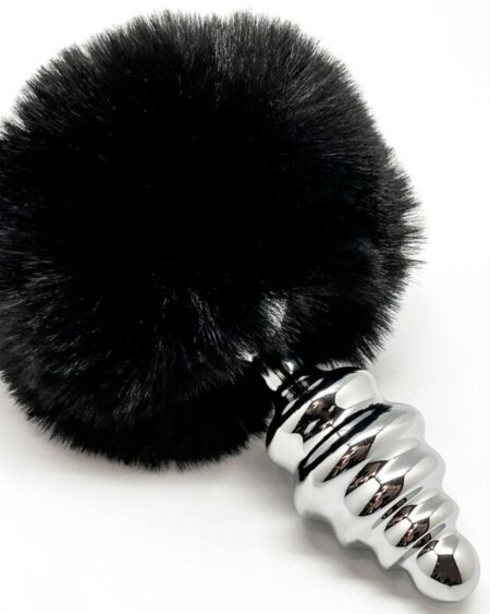 ALIVE - ANAL PLEASURE PLUG SPIRAL METAL FLUFFY BLACK SIZE M