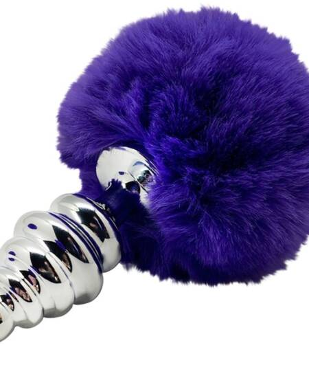 ALIVE - ANAL PLEASURE PLUG SPIRAL METAL FLUFFY DARK VIOLET SIZE M
