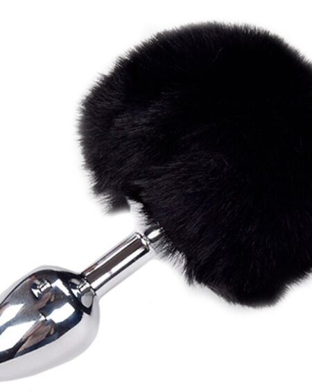 ALIVE - ANAL PLEASURE PLUG SMOOTH METAL FLUFFY BLACK SIZE S