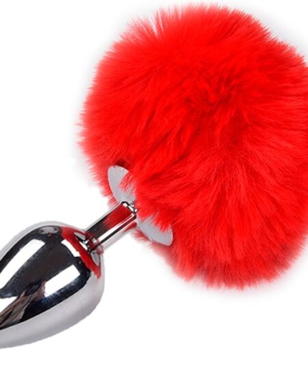 ALIVE - ANAL PLEASURE PLUG SMOOTH METAL FLUFFY RED SIZE L