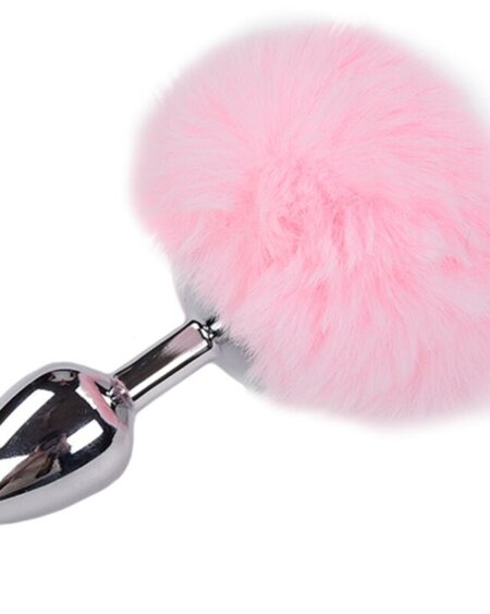 ALIVE - ANAL PLEASURE PLUG SMOOTH METAL FLUFFY PINK SIZE M