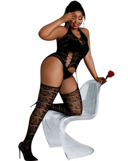 MOONLIGHT - MODEL 2 BODYSTOCKING BLACK PLUS SIZE