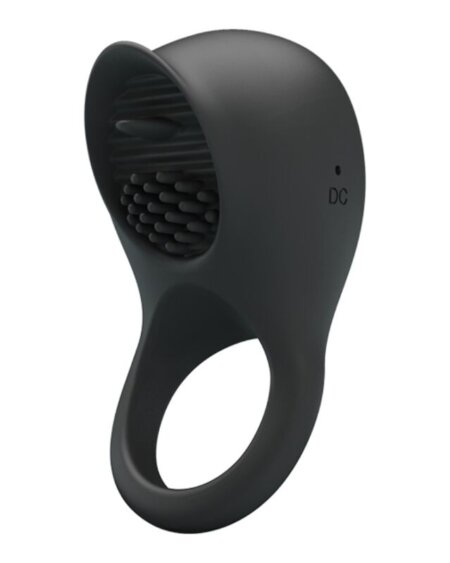 PRETTY LOVE - VIBRATING PENIS RING WITH BLACK TONGUE