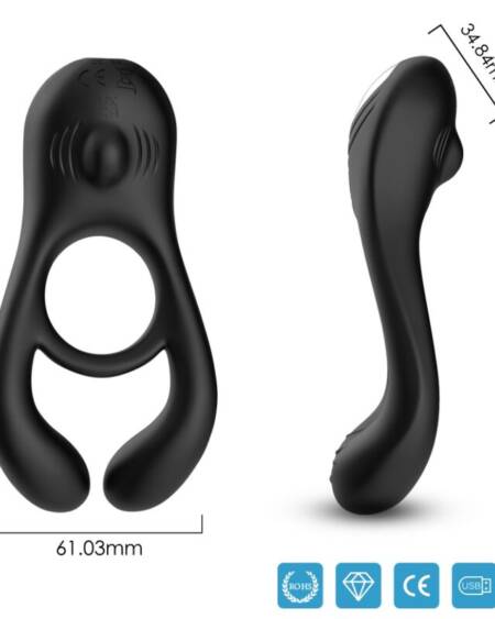 ARMONY - VEYRON DOUBLE VIBRATOR RING TOY FOR COUPLES BLACK