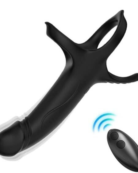 ARMONY - DILDO WITH RING  VIBRATOR REMOTE CONTROL BLACK