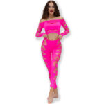 CHILIROSE - CR 4632 TOP  PANT FUCHSIA S/L