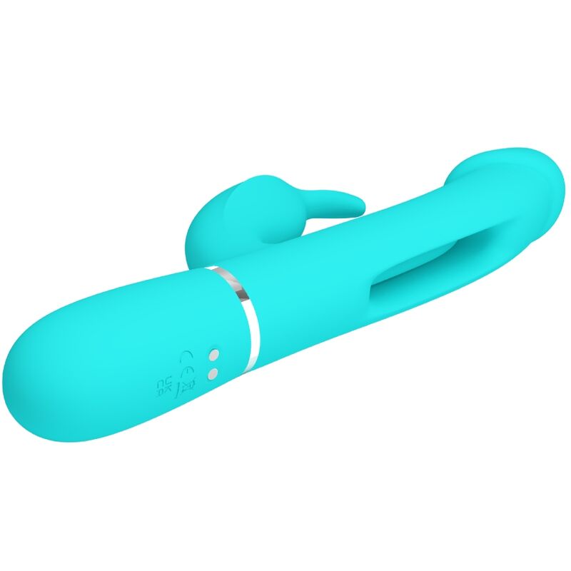PRETTY LOVE - KAMPAS RABBIT 3 IN 1 MULTIFUNCTION VIBRATOR WITH TONGUE AQUA GREEN - Image 4