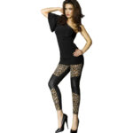 CHILIROSE - CR 3390 LEGGINS BLACK  LEOPARD S/M