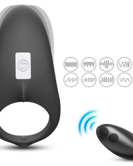 ARMONY - SHARK VIBRATOR RING FOR COUPLES REMOTE CONTROL BLACK