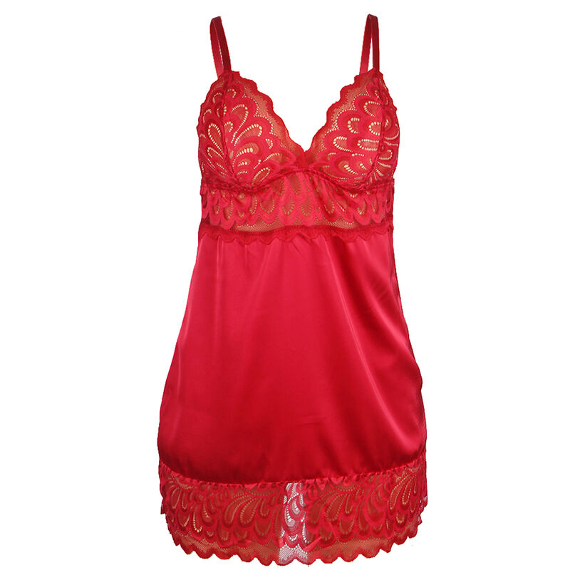 SUBBLIME - BABYDOLL SATINADO CON ENCAJE ROJO S/M – Bild 4