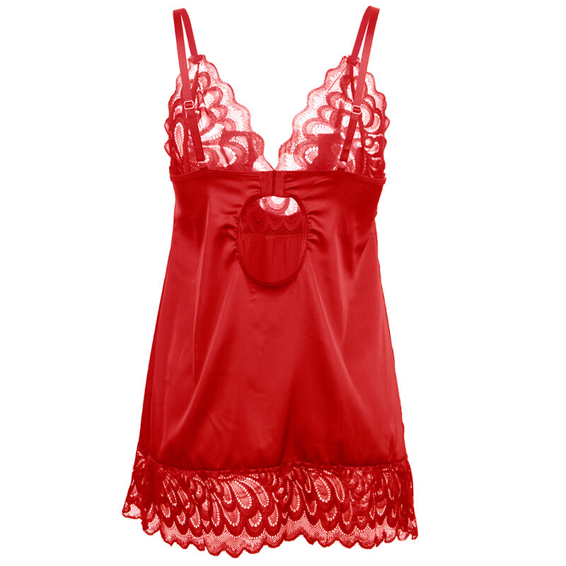 SUBBLIME - BABYDOLL SATINADO CON ENCAJE ROJO S/M – Bild 5