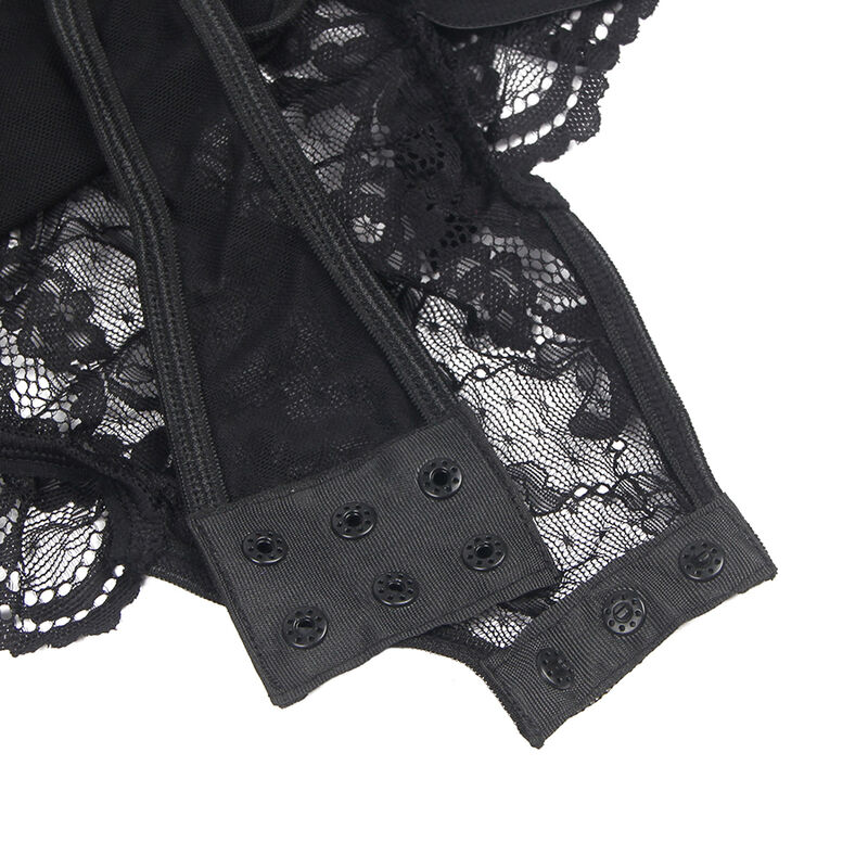 SUBBLIME - TEDDY WITH GARTER WITH LACE DETAIL AND STRIPS BLACK S/M - Image 5