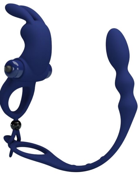 PRETTY LOVE - AYAD RABBIT VIBRATOR RING WITH PLUG BLUE