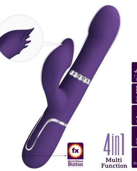 PRETTY LOVE - ZALIN RABBIT VIBRATOR PEARLS 4 IN 1 PURPLE