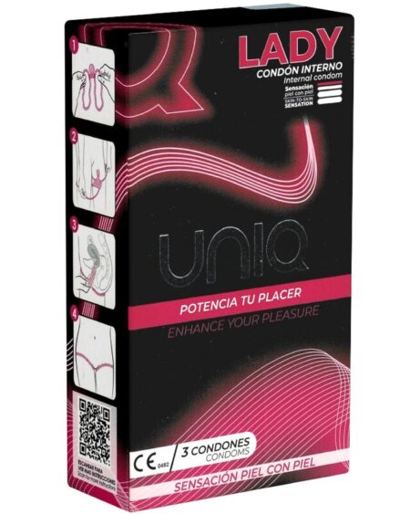 UNIQ - LADY CONDOM LATEX FREE FEMALE CONDOMS WITH GARTER BELT 3 UNITS