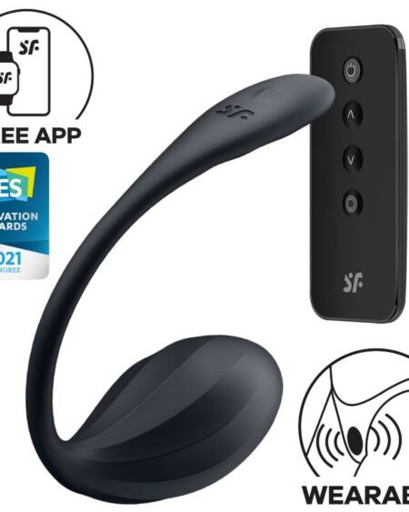 SATISFYER - RIBBED PETAL G POINT STIMULATOR REMOTE CONTROL BLACK FREE APP
