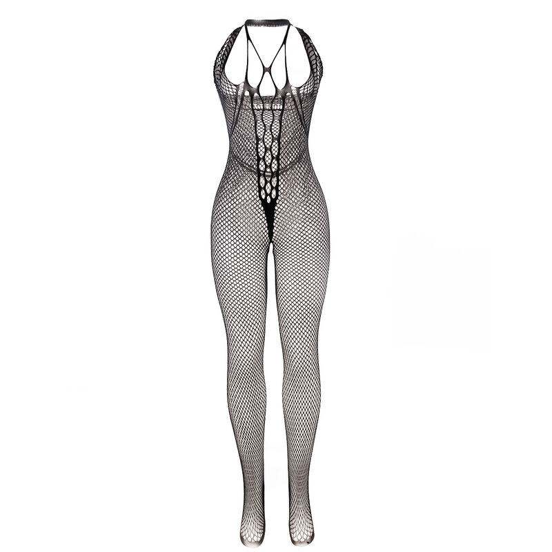 SUBBLIME - 951788 LONG FISHNET BODYSTOCKING WITH STRAPS ON CHEST AND BACK BLACK ONE SIZE - Image 3
