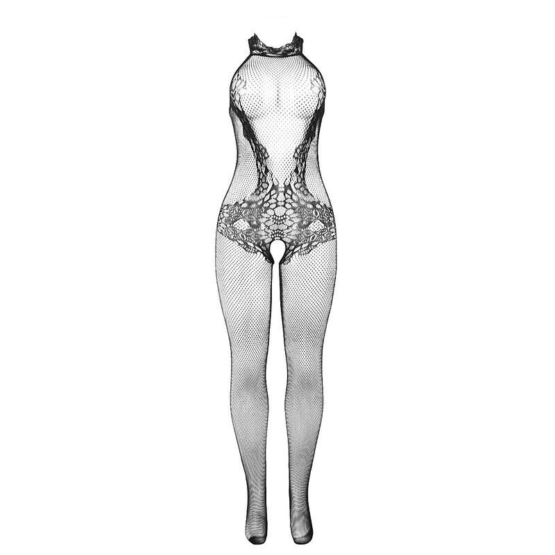 SUBBLIME - 951801 FISHNET AND LACE CROTCHLESS BODYSTOCKING WITH HIGH NECK BLACK ONE SIZE - Image 5