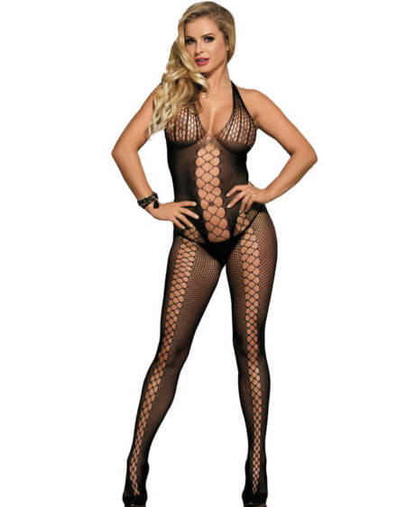 SUBBLIME - 951832 BODYSTOCKING WITH OPEN BACK AND CROSS DETAILS BLACK ONE SIZE