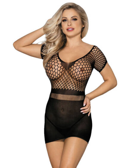 SUBBLIME - 951917 SHORT BLACK CROCHET GRILL DRESS ONE SIZE