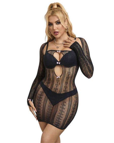 SUBBLIME - 952464 BLACK FISHNET DRESS ONE SIZE
