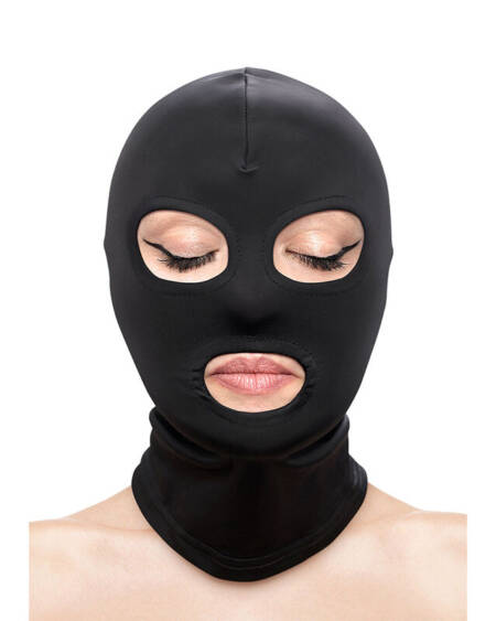 NS NOVELTIES - FETISH  FASHION EYES AND MOUTH HOOD NYLON BLACK