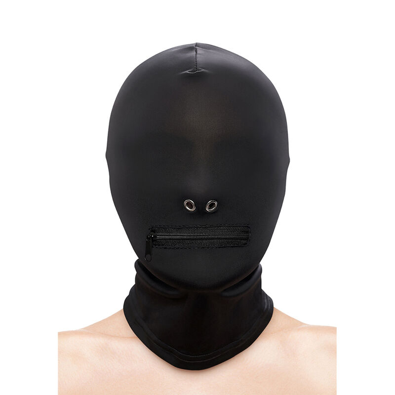 NS NOVELTIES - FETISH  FASHION CLOSED ZIPPERED MOUTH HOOD NYLON BLACK