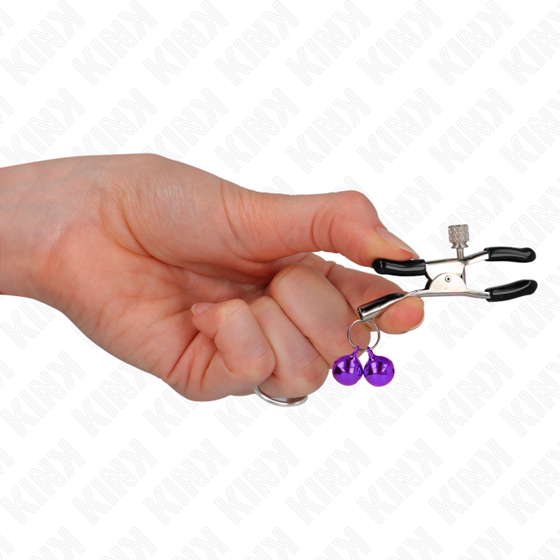 KINK - DOUBLE BELL NIPPLE CLAMP PURPLE 6 CM - Image 4