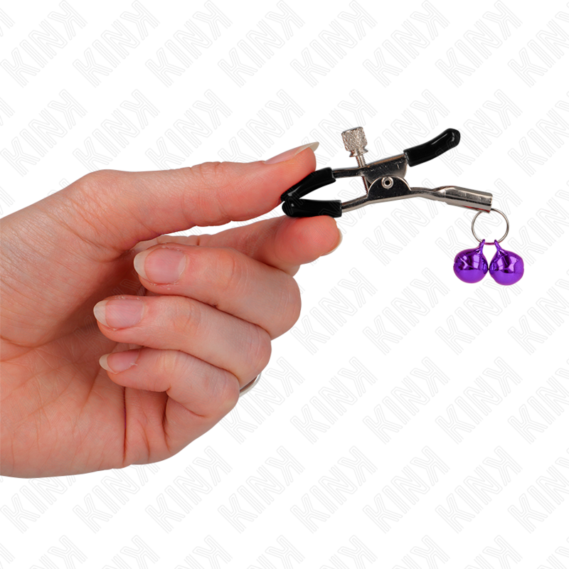 KINK - DOUBLE BELL NIPPLE CLAMP PURPLE 6 CM - Image 3