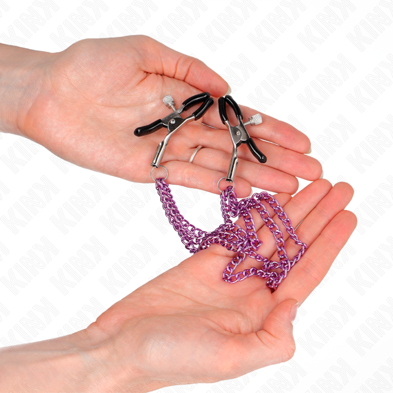 KINK - NIPPLE CLAMPS WITH 3 CHAINS PURPLE 20/23/28 CM - Image 3