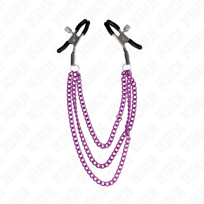 KINK - NIPPLE CLAMPS WITH 3 CHAINS PURPLE 20/23/28 CM - Image 2