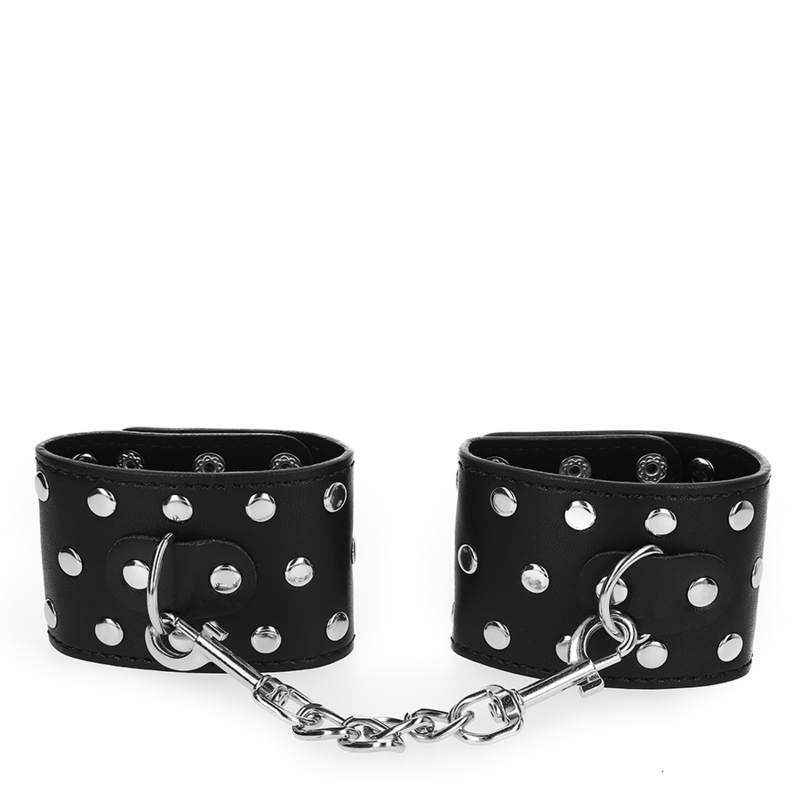KINK - WRIST RESTRAINTS WITH SNAP FASTEN FULL OF RIVETS BLACK ADJUSTABLE 19-24 CM X 5.5 CM - Image 3