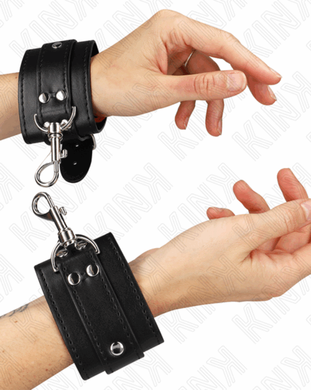 KINK - LOCKABLE DUNGEON WRIST RESTRAINTS BLACK ADJUSTABLE 21-28 CM X 5.5 CM