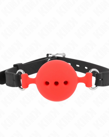 KINK - FULL SILICONE GAG 55 x 2 CM WITH 5 CM BALL SIZE L RED ADJUSTABLE 35-51 CM