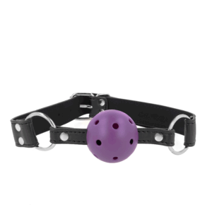 KINK - BREATHABLE BALL 4 CM GAG WITH DOUBLE RIVET PURPLE 62.5 x 2.5 CM ADJUSTABLE 42-58 CM
