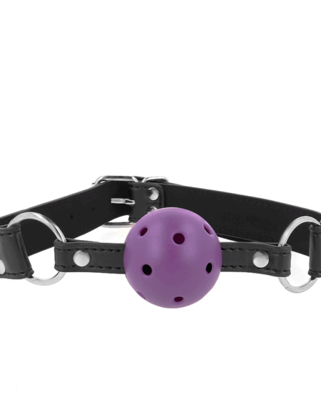 KINK - BREATHABLE BALL 4 CM GAG WITH DOUBLE RIVET PURPLE 62.5 x 2.5 CM ADJUSTABLE 42-58 CM