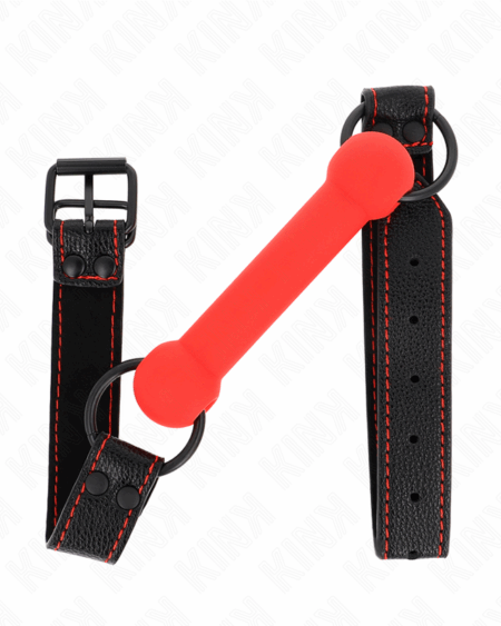 KINK - BONE GAG WITH LEATHERETTE STRAP RED ADJUSTABLE 41-57 CM