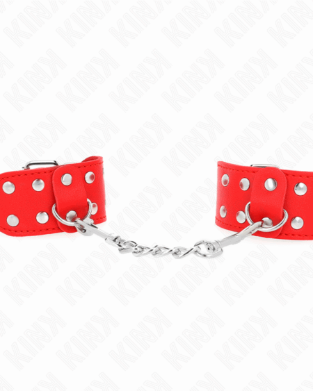 KINK - WRISTBANDS WITH DOUBLE LINE OF ADJUSTABLE STUDS RED