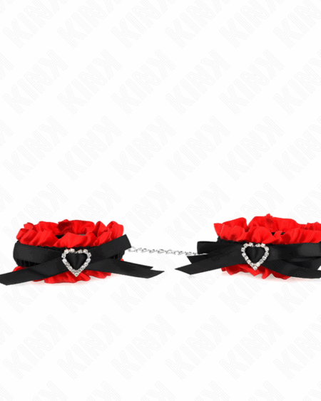 KINK - LACE ELASTIC WRIST RESTRAINTS RED HEART DETAILS ADJUSTABLE 22-35 CM
