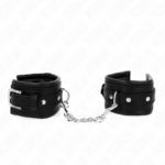 KINK - RHINESTONE BUCKLE WRIST RESTRAINTS BLACK ADJUSTABLE 25-32 CM X 5.5 CM