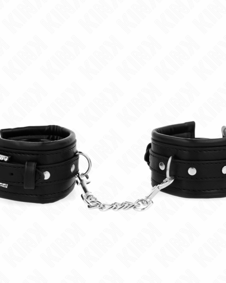 KINK - RHINESTONE BUCKLE WRIST RESTRAINTS BLACK ADJUSTABLE 25-32 CM X 5.5 CM