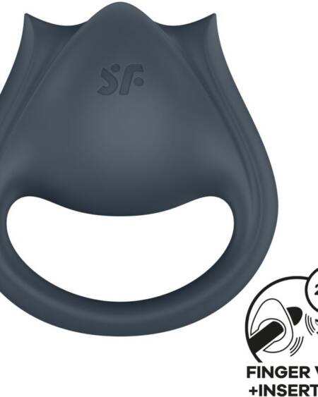 SATISFYER - PERFECT PAIR 2 MULTIVIBRATOR 2 IN 1 PENIS RING AND FINGER STIMULATOR GREY
