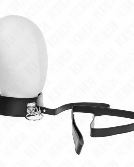 KINK - STUDDED LEASH 116 CM COLLAR WITH LEATHERETTE STRAP 50 X 5 CM