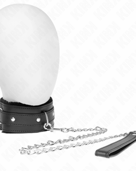KINK - COLLAR WITH LEASH 65 CM WITH RESTRICTIONS BLACK 36-42 CM X 5.5 CM