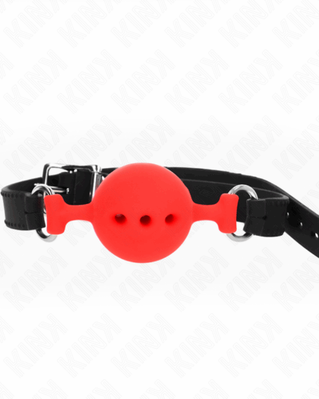 KINK - FULL SILICONE GAG 55 x 2 CM WITH 4.5 CM BALL SIZE M RED ADJUSTABLE 35-51 CM