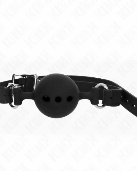 KINK - FULL SILICONE GAG 55 x 2 CM WITH 5 CM BALL SIZE L BLACK ADJUSTABLE 35-51 CM