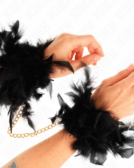 KINK - FEATHER HAND CUFFS WITH GOLD CHAIN MODEL 1