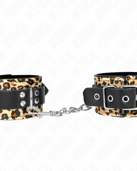 KINK - LEOPARD REAL LEATHER WRIST RESTRAINT ADJUSTABLE 18-29 CM X 5.5 CM