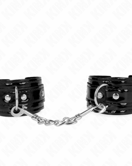 KINK - SHINY NEOPRENE WRIST CUFFS ADJUSTABLE 17-24 CM X 4.5 CM