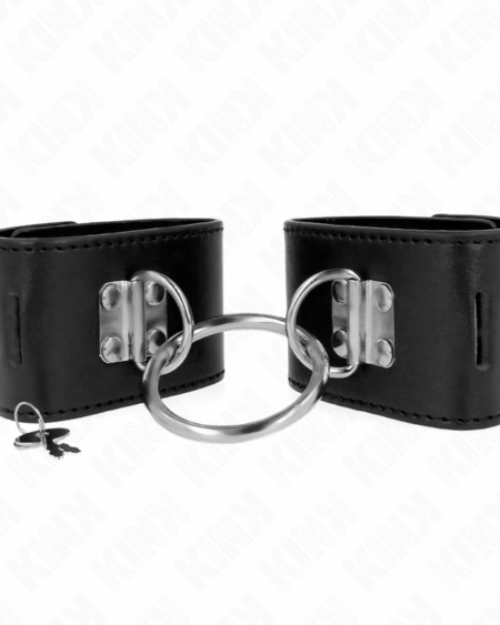KINK - FIXED WRIST RESTRAINTS WITH RING AND PADLOCK CLOSURE BLACK ADJUSTABLE 16-23 CM X 5.5 CM